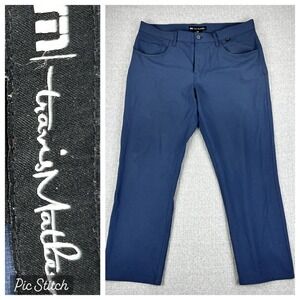 Travis Mathew Golf Dress Pants Mens 34X27 Blue Performance Stretch Trousers
